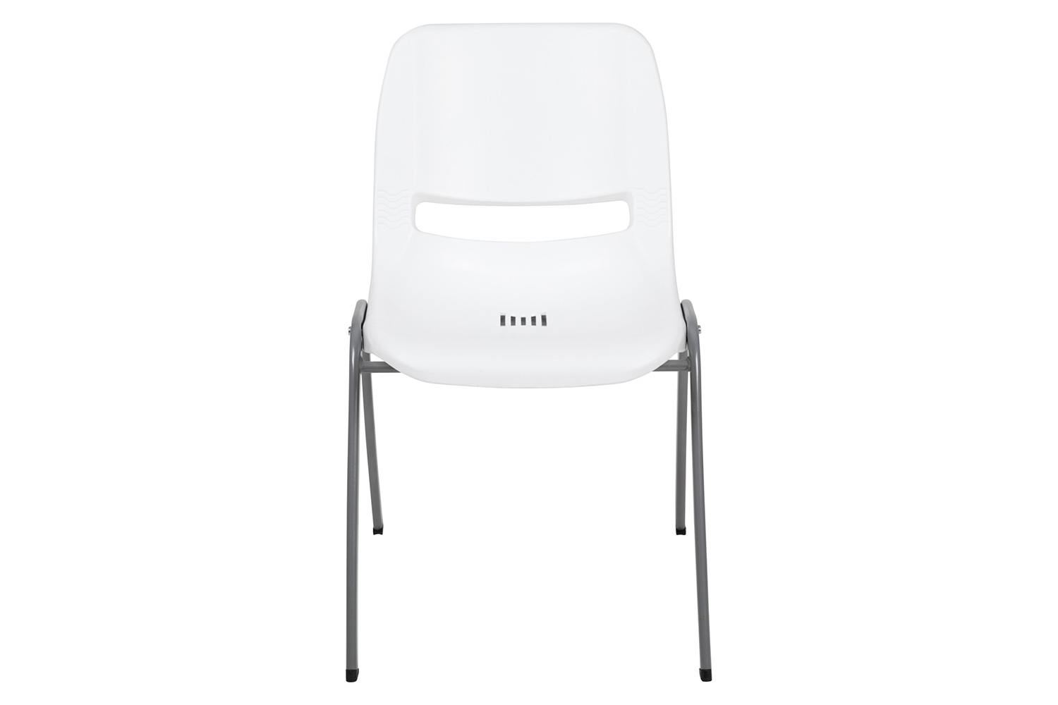 BLNK HERCULES Series Ergonomic Shell Stack Chair with Gray Frame - White