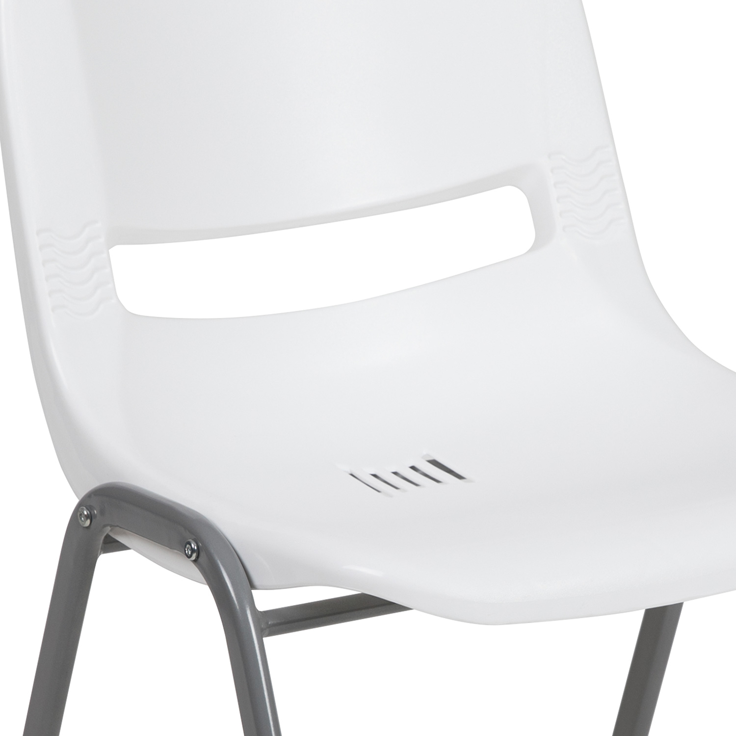 BLNK HERCULES Series Ergonomic Shell Stack Chair with Gray Frame - White