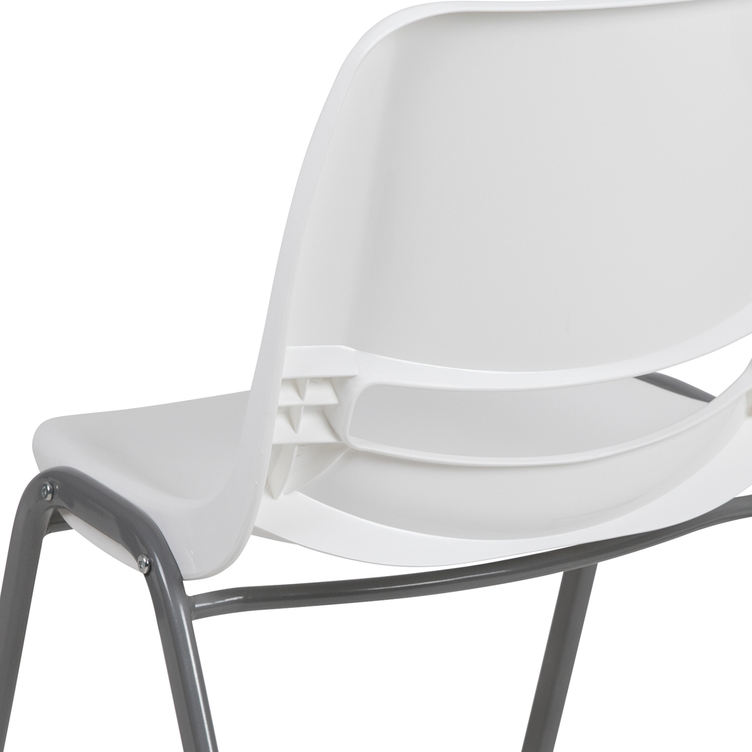 BLNK HERCULES Series Ergonomic Shell Stack Chair with Gray Frame - White