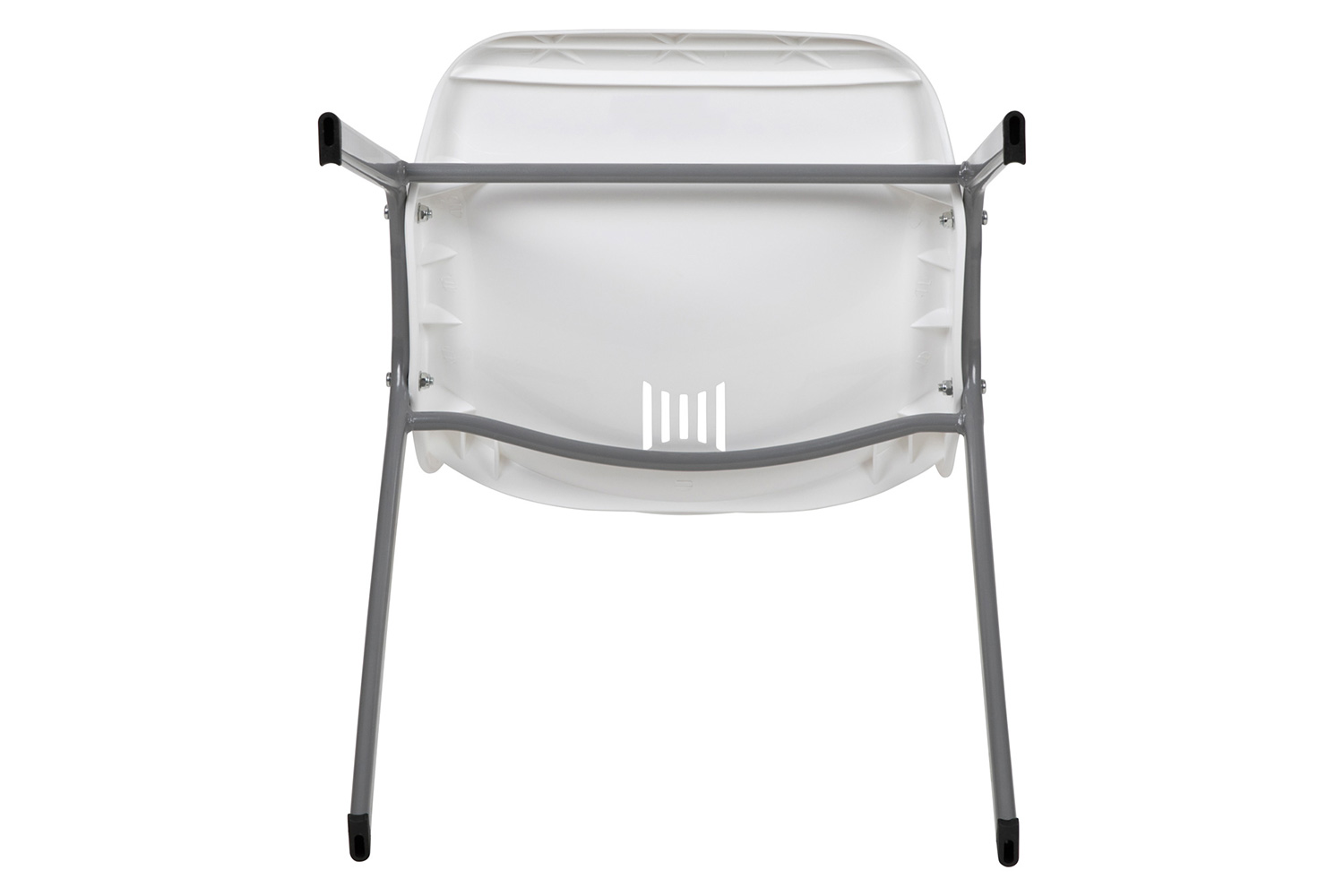 BLNK HERCULES Series Ergonomic Shell Stack Chair with Gray Frame - White