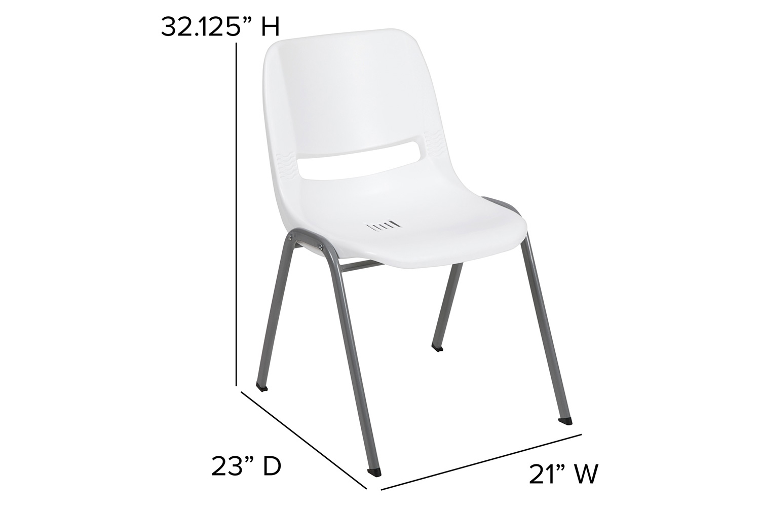 BLNK HERCULES Series Ergonomic Shell Stack Chair with Gray Frame - White