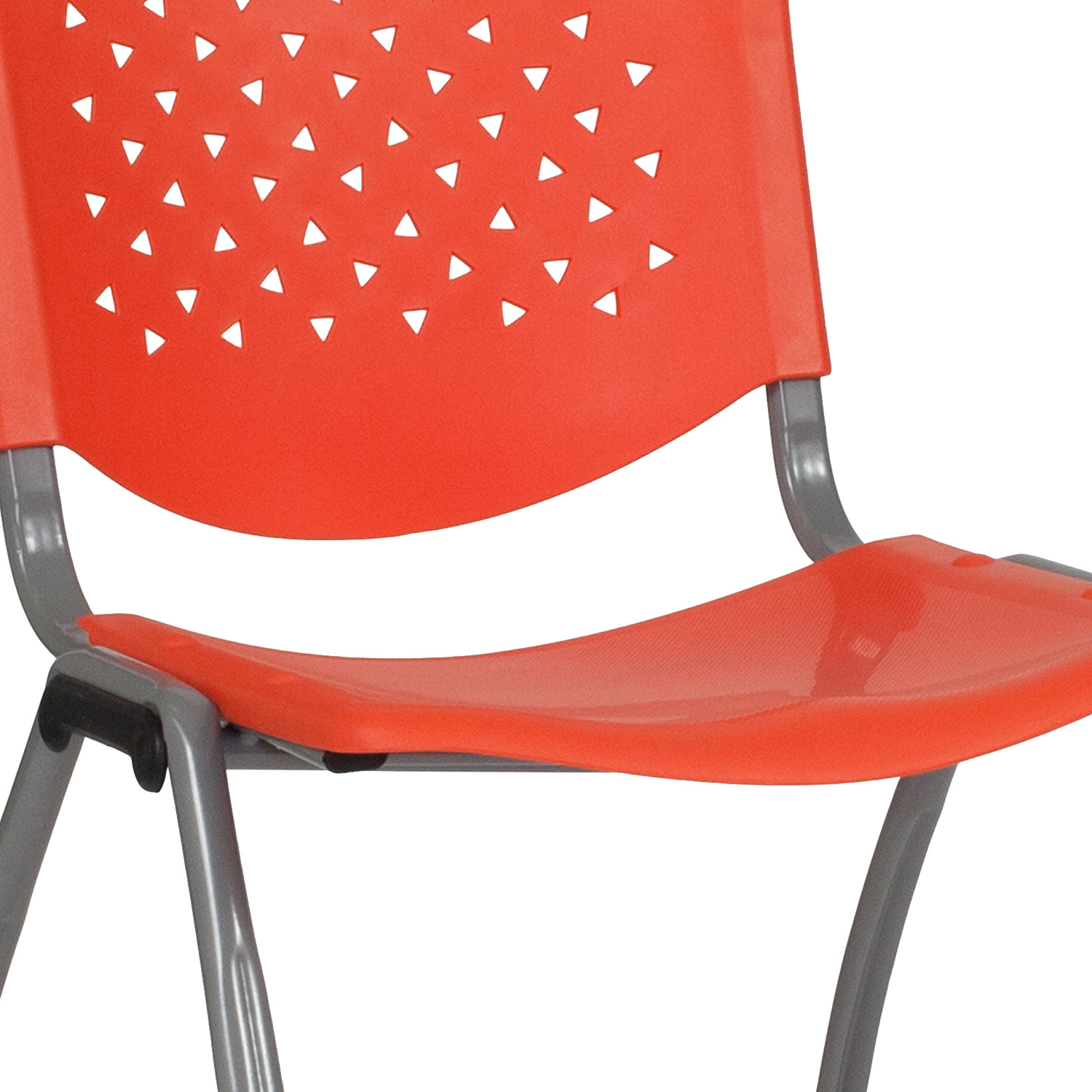 BLNK HERCULES Series Plastic Stack Chair with Titanium Gray Powder Coated Frame - Orange