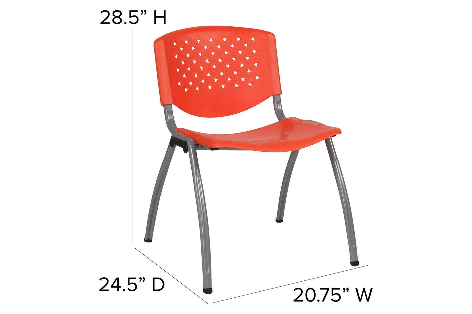 BLNK HERCULES Series Plastic Stack Chair with Titanium Gray Powder Coated Frame - Orange