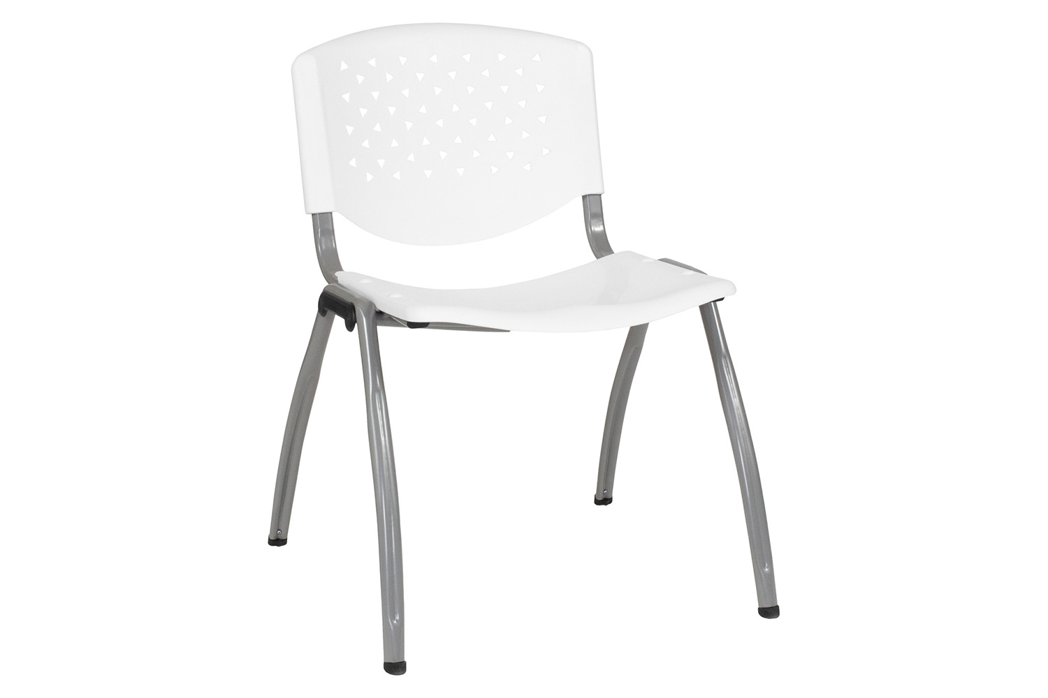 BLNK HERCULES Series Plastic Stack Chair with Titanium Gray Powder Coated Frame - White