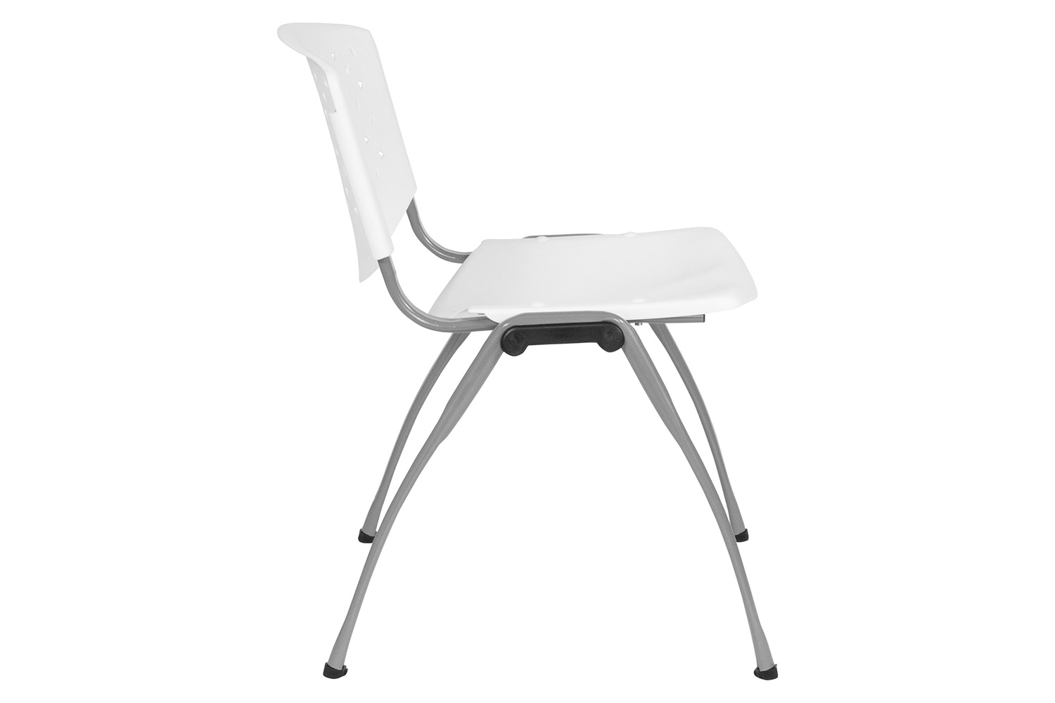 BLNK HERCULES Series Plastic Stack Chair with Titanium Gray Powder Coated Frame - White