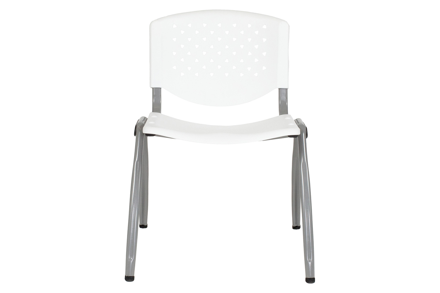 BLNK HERCULES Series Plastic Stack Chair with Titanium Gray Powder Coated Frame - White