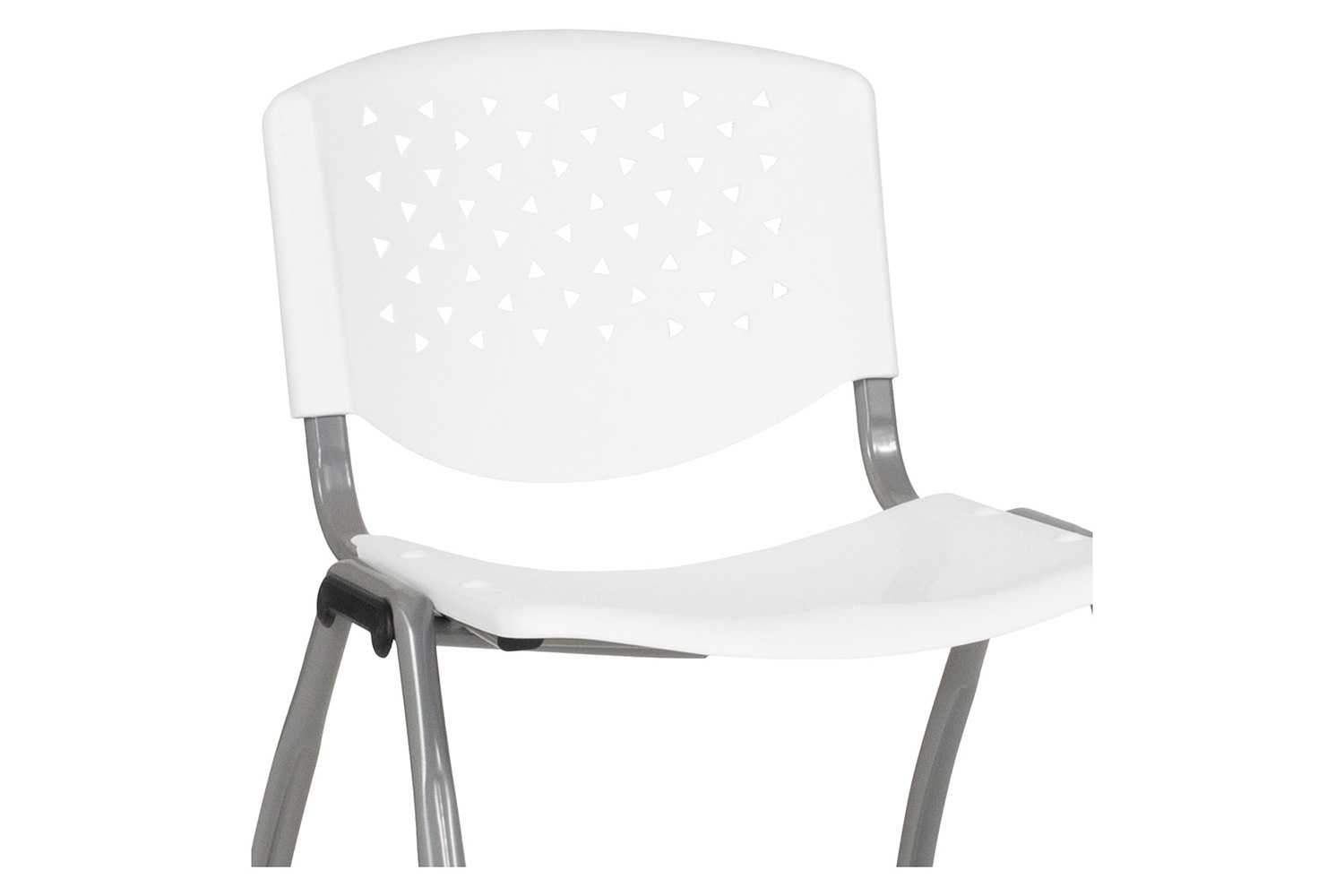 BLNK HERCULES Series Plastic Stack Chair with Titanium Gray Powder Coated Frame - White