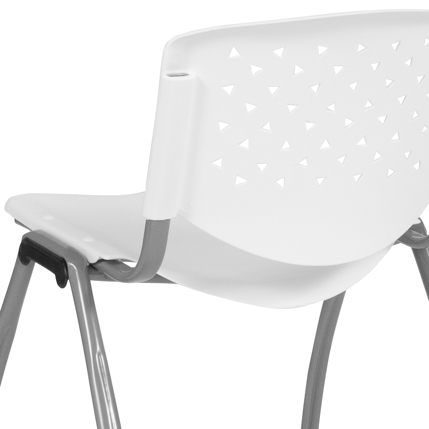 BLNK HERCULES Series Plastic Stack Chair with Titanium Gray Powder Coated Frame - White