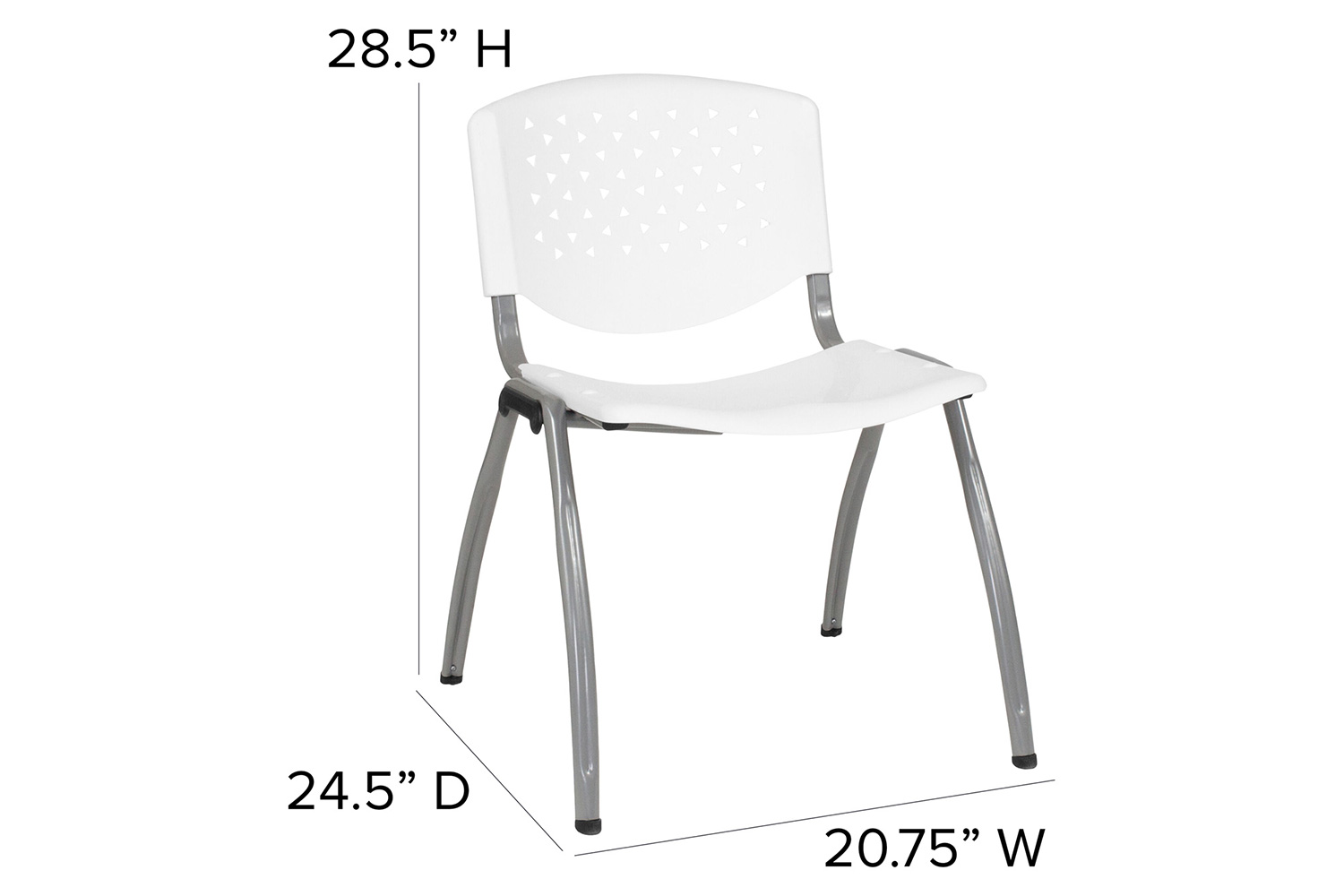 BLNK HERCULES Series Plastic Stack Chair with Titanium Gray Powder Coated Frame - White