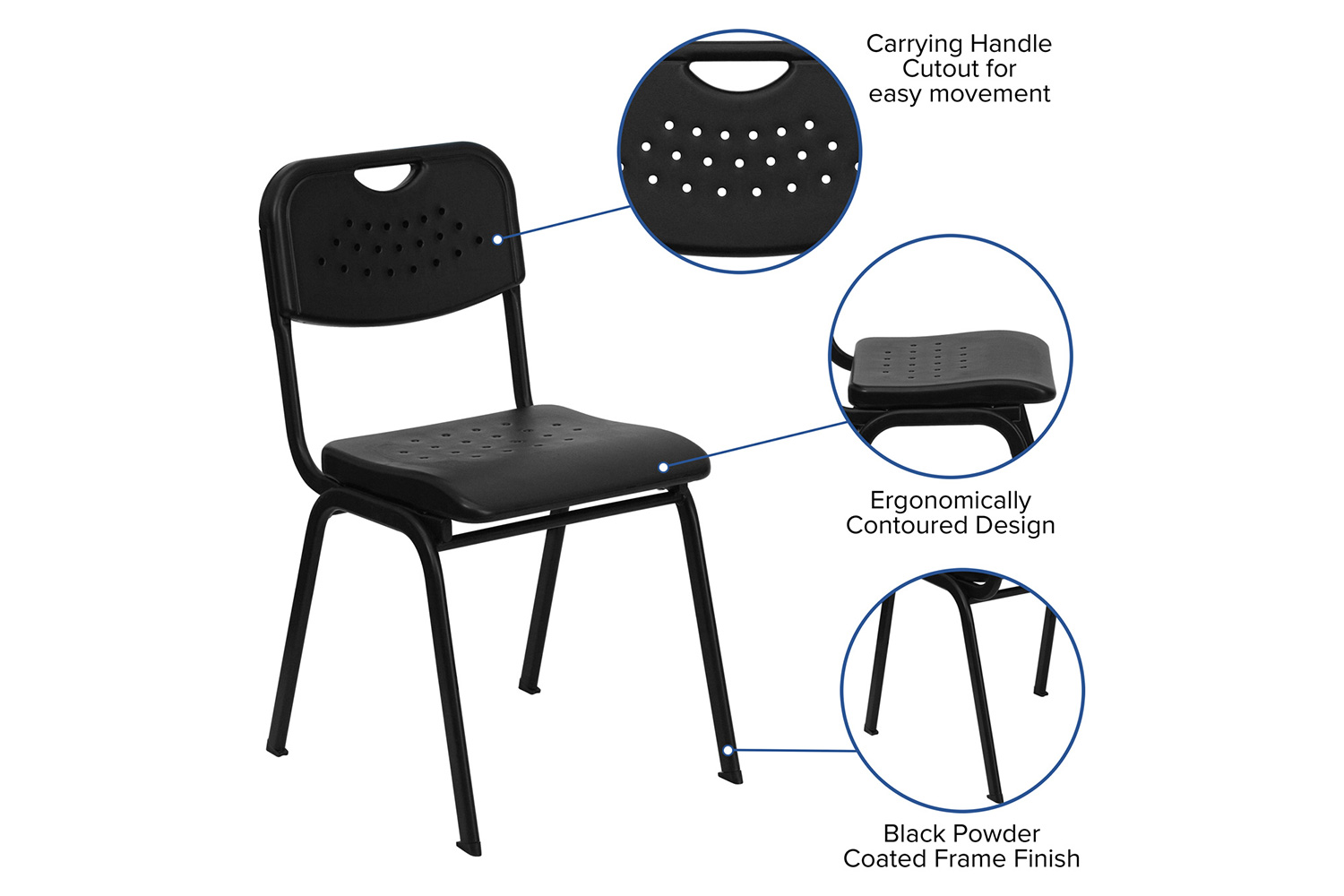 BLNK - HERCULES Series Plastic Stack Chair with Open Back and Frame