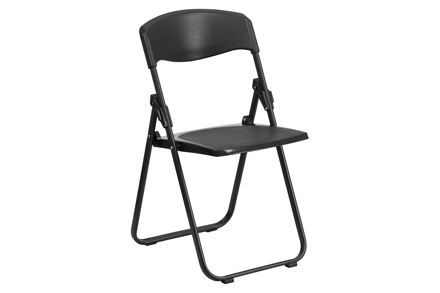 BLNK HERCULES Series Plastic Heavy Duty Folding Chair with Built-in Ganging Brackets - Black