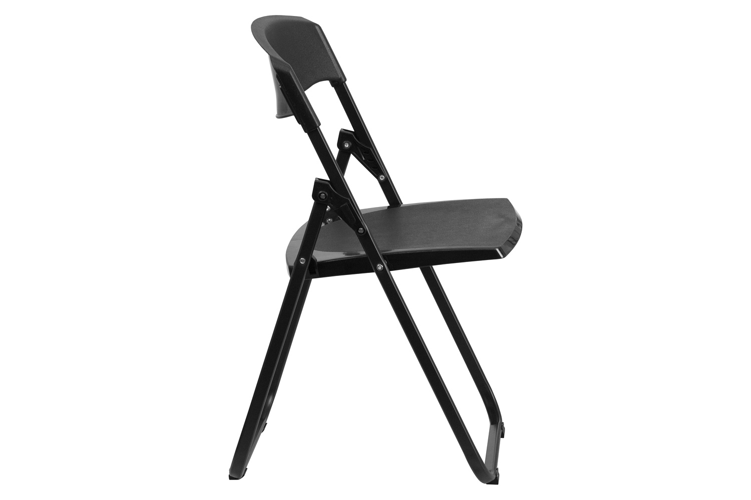 BLNK HERCULES Series Plastic Heavy Duty Folding Chair with Built-in Ganging Brackets - Black