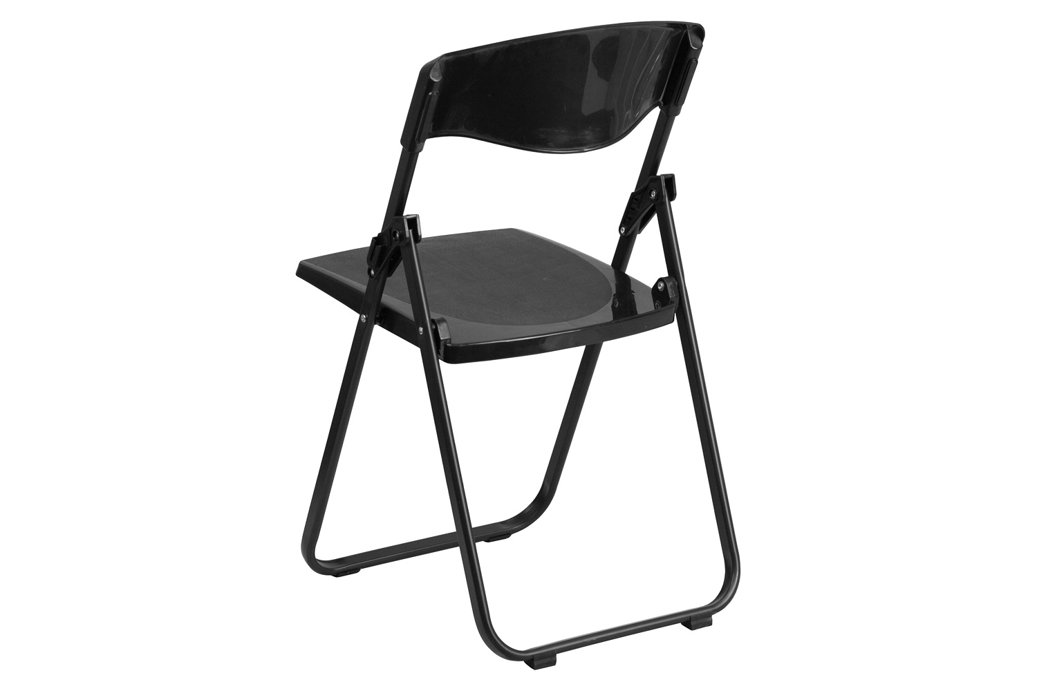 BLNK HERCULES Series Plastic Heavy Duty Folding Chair with Built-in Ganging Brackets - Black