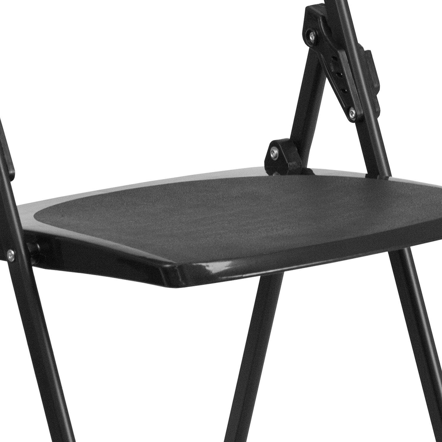 BLNK HERCULES Series Plastic Heavy Duty Folding Chair with Built-in Ganging Brackets - Black