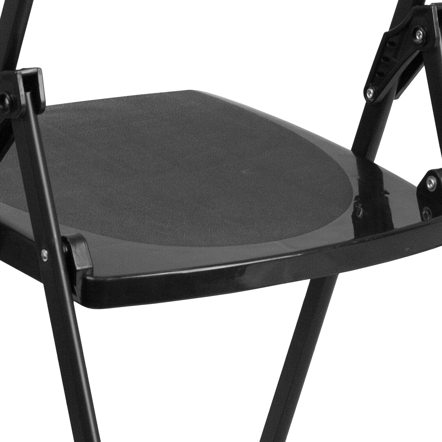 BLNK HERCULES Series Plastic Heavy Duty Folding Chair with Built-in Ganging Brackets - Black