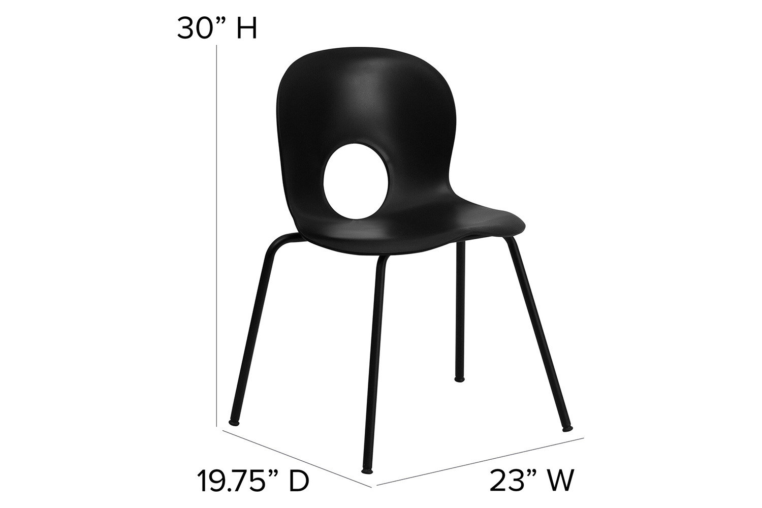 BLNK HERCULES Series Plastic Stack Chair with Black Frame - Designer Black