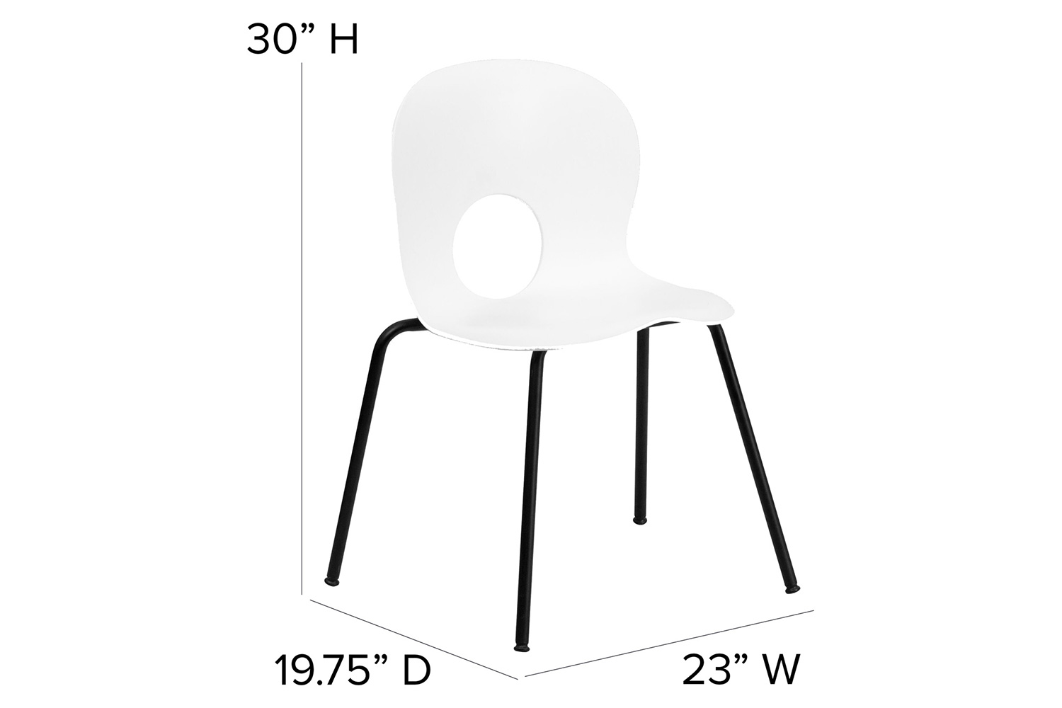 BLNK HERCULES Series Plastic Stack Chair with Black Frame - Designer White