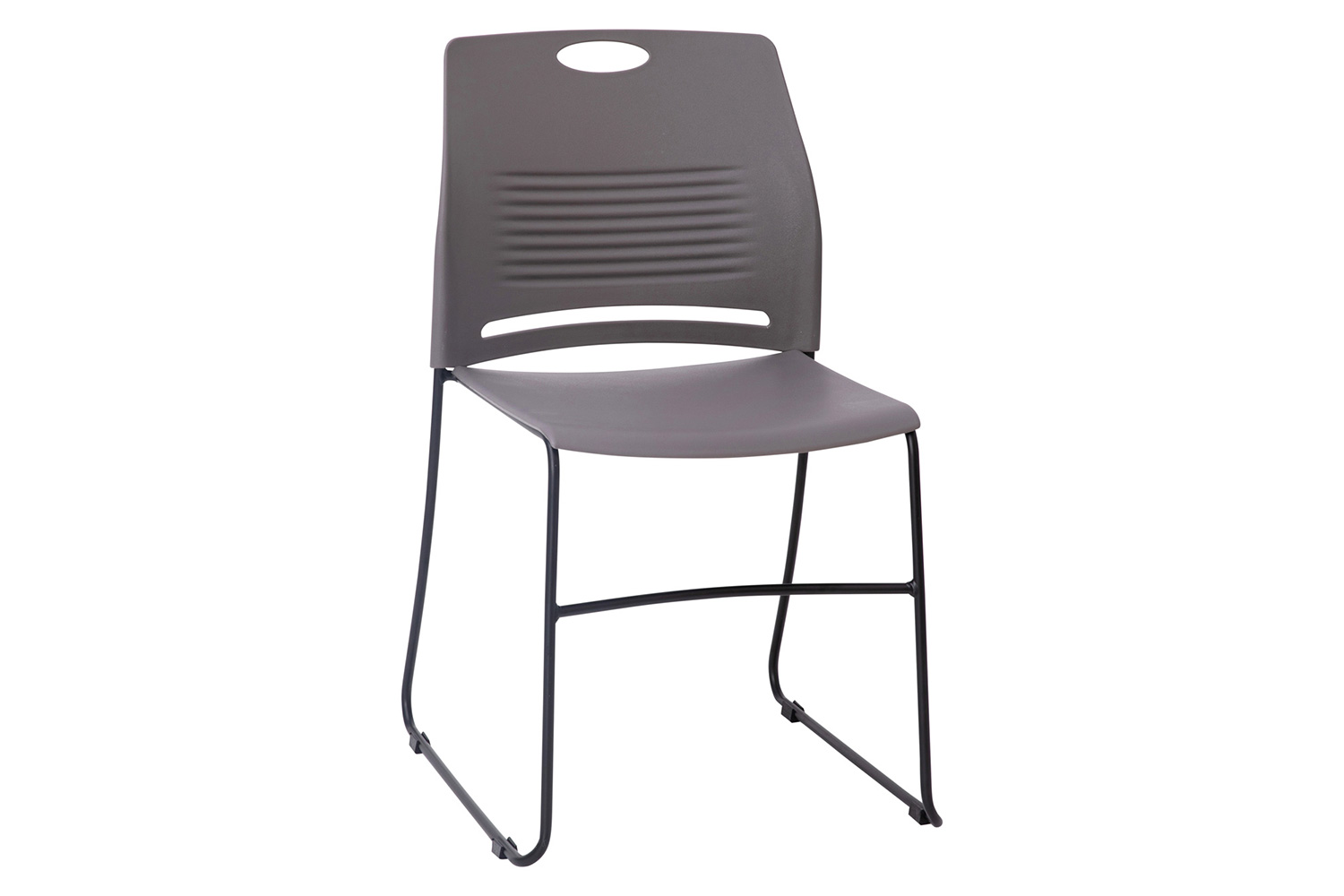 BLNK HERCULES Series Commercial Plastic Stack Chair with Black Powder Coated Sled Base Frame and Integrated Carrying Handle - Gray