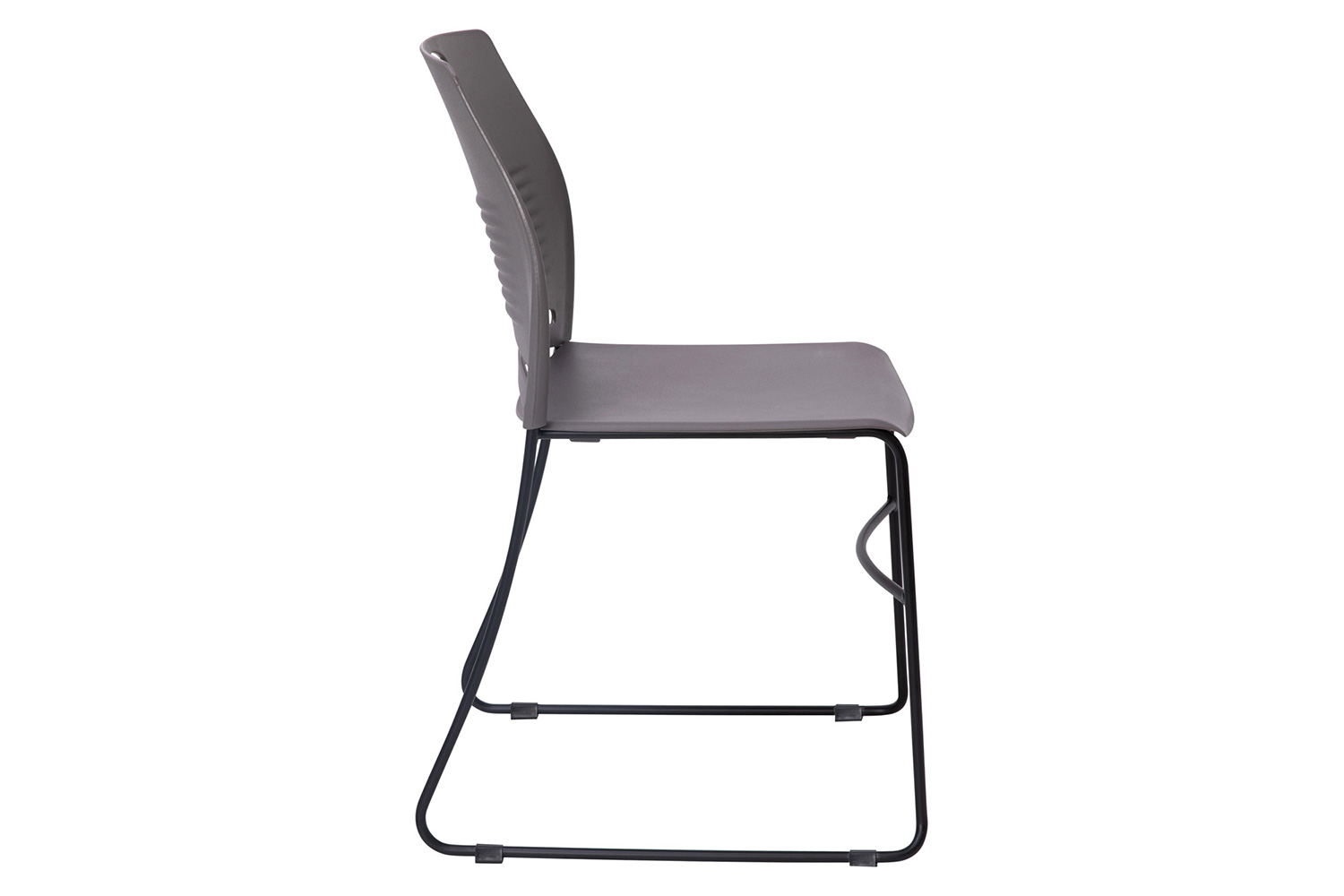 BLNK HERCULES Series Commercial Plastic Stack Chair with Black Powder Coated Sled Base Frame and Integrated Carrying Handle - Gray