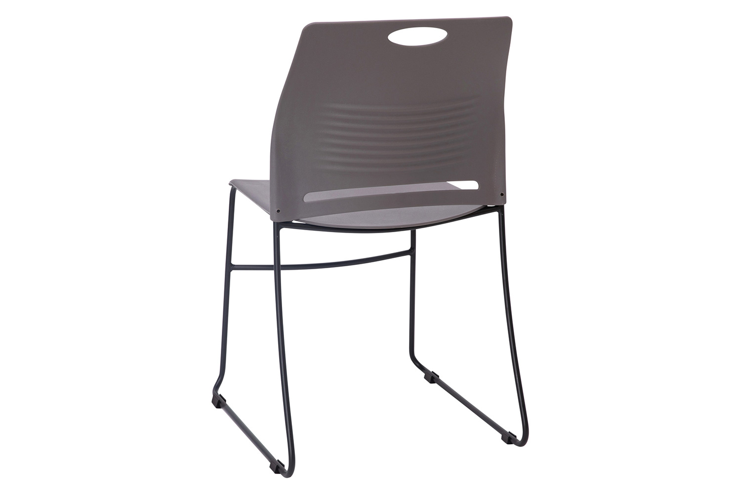 BLNK HERCULES Series Commercial Plastic Stack Chair with Black Powder Coated Sled Base Frame and Integrated Carrying Handle - Gray