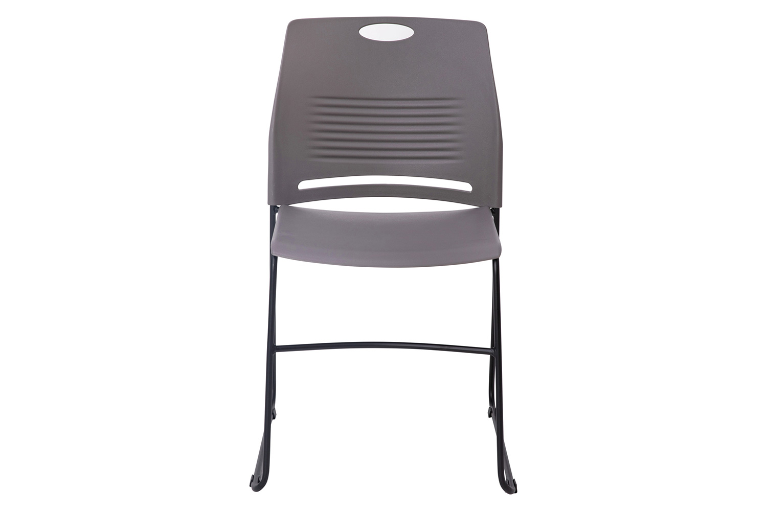 BLNK HERCULES Series Commercial Plastic Stack Chair with Black Powder Coated Sled Base Frame and Integrated Carrying Handle - Gray