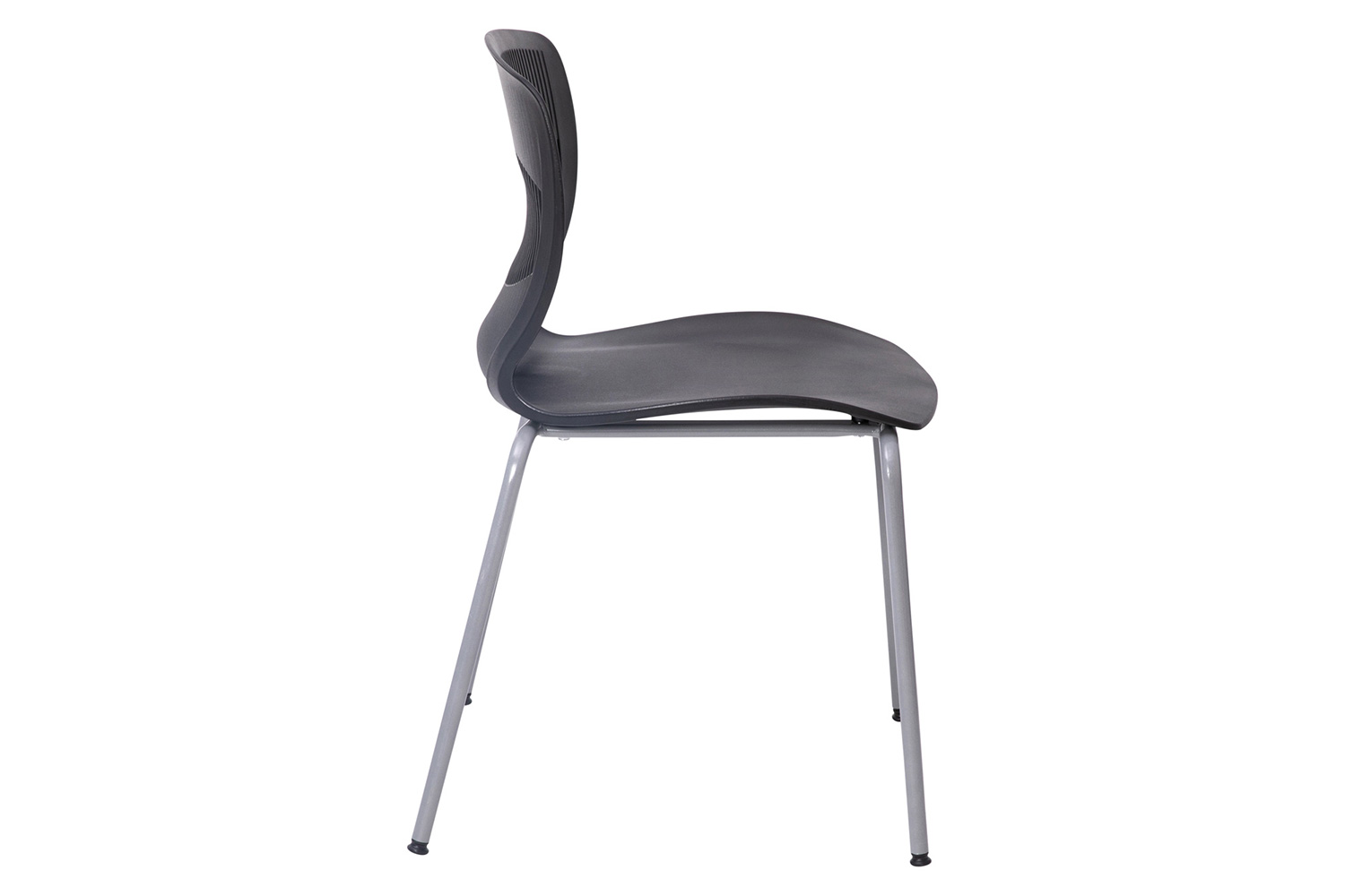 BLNK HERCULES Series Commercial Ergonomic Stack Chair with Lumbar Support and Silver Steel Frame - Black