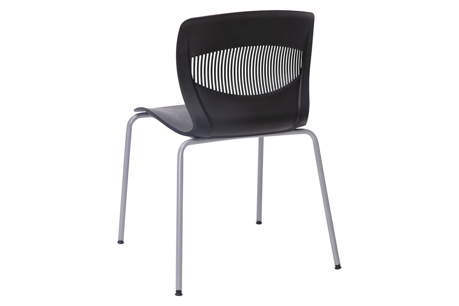 BLNK HERCULES Series Commercial Ergonomic Stack Chair with Lumbar Support and Silver Steel Frame - Black