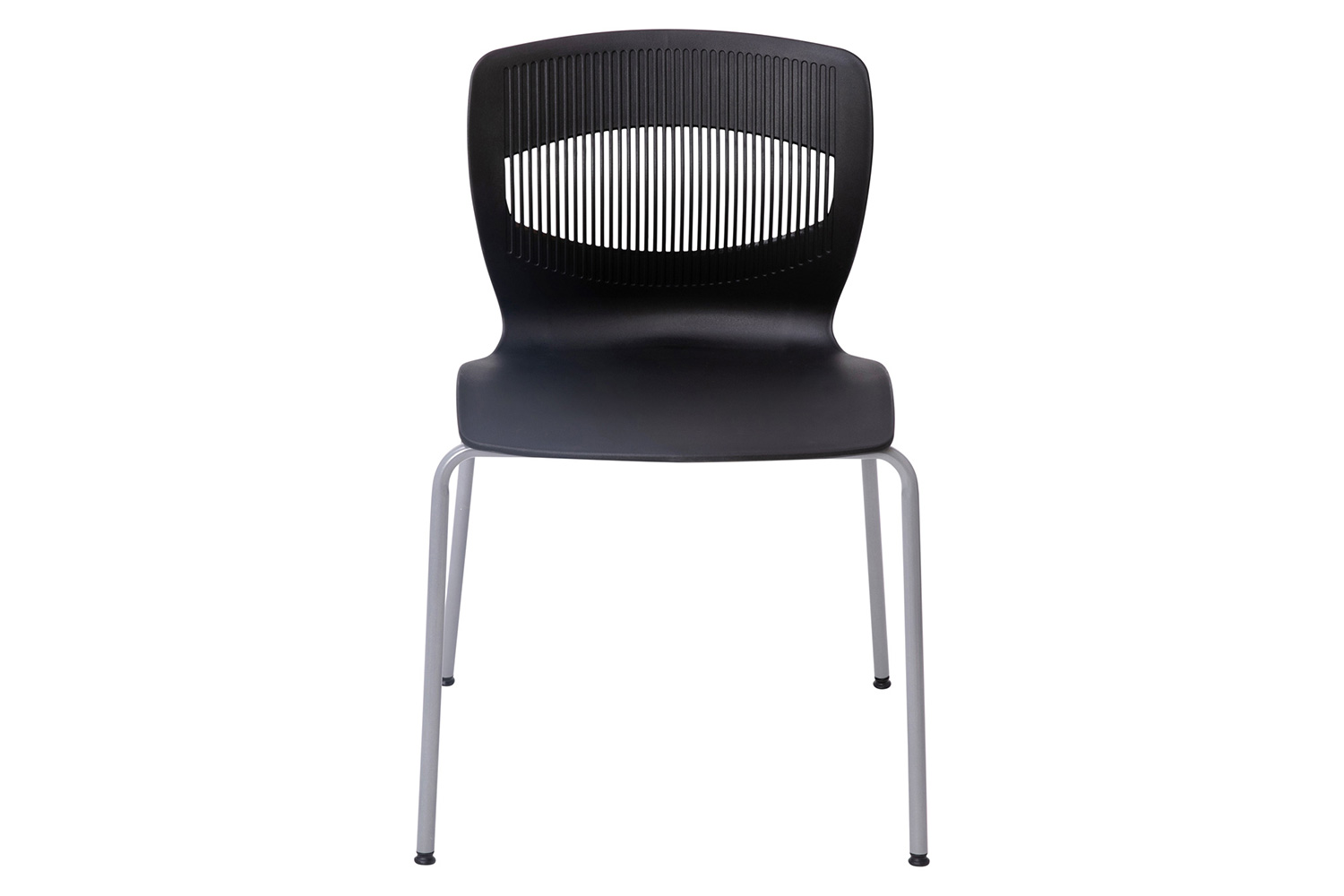 BLNK HERCULES Series Commercial Ergonomic Stack Chair with Lumbar Support and Silver Steel Frame - Black