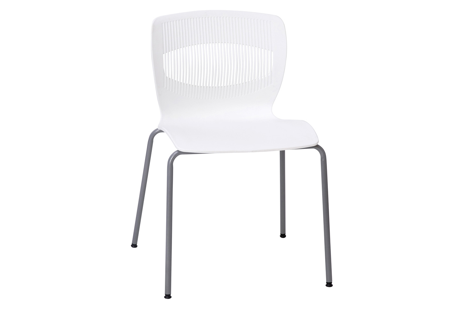 BLNK HERCULES Series Commercial Ergonomic Stack Chair with Lumbar Support and Silver Steel Frame - White