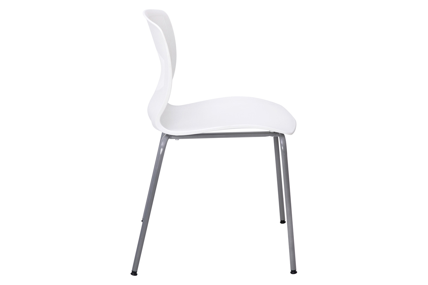 BLNK HERCULES Series Commercial Ergonomic Stack Chair with Lumbar Support and Silver Steel Frame - White