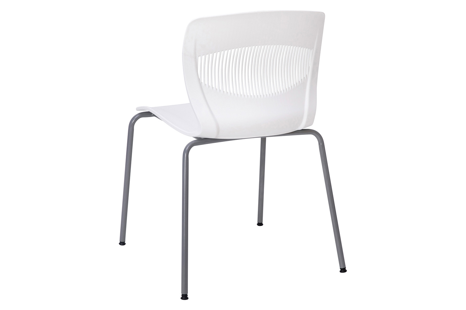 BLNK HERCULES Series Commercial Ergonomic Stack Chair with Lumbar Support and Silver Steel Frame - White