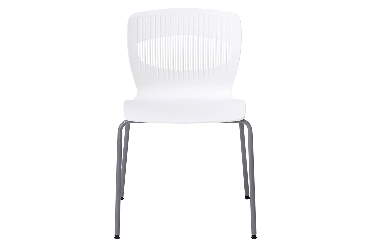 BLNK HERCULES Series Commercial Ergonomic Stack Chair with Lumbar Support and Silver Steel Frame - White