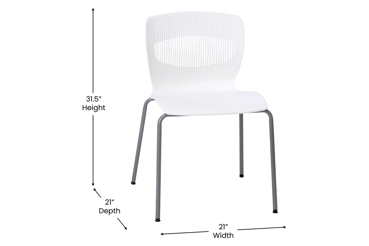 BLNK HERCULES Series Commercial Ergonomic Stack Chair with Lumbar Support and Silver Steel Frame - White