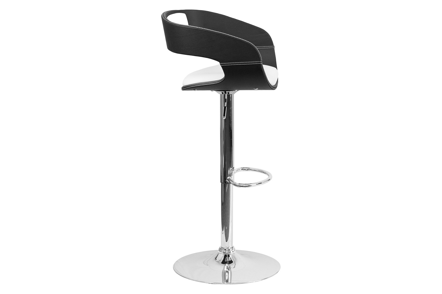 BLNK - Mayfair Bentwood Two Tone Black and White Vinyl Adjustable Height Bar Stool