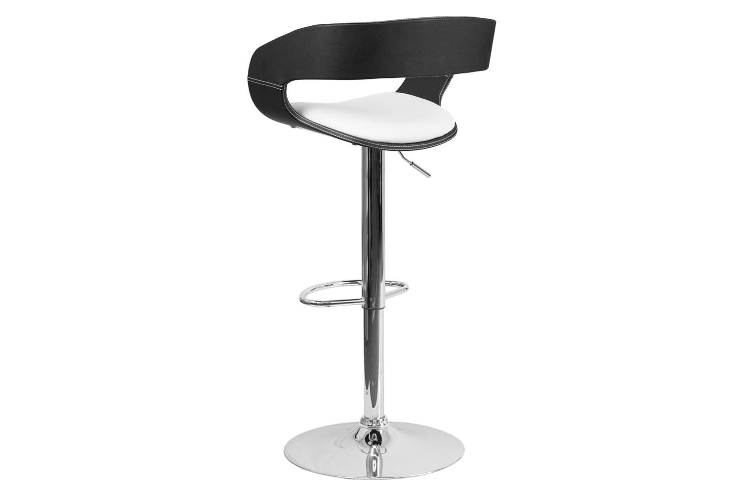 BLNK - Mayfair Bentwood Two Tone Black and White Vinyl Adjustable Height Bar Stool