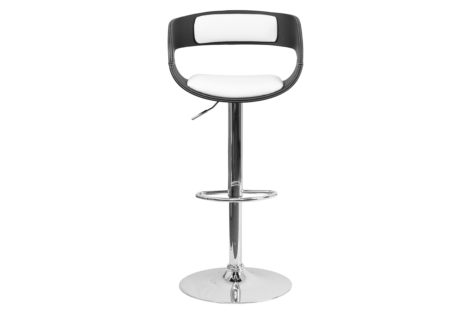 BLNK - Mayfair Bentwood Two Tone Black and White Vinyl Adjustable Height Bar Stool