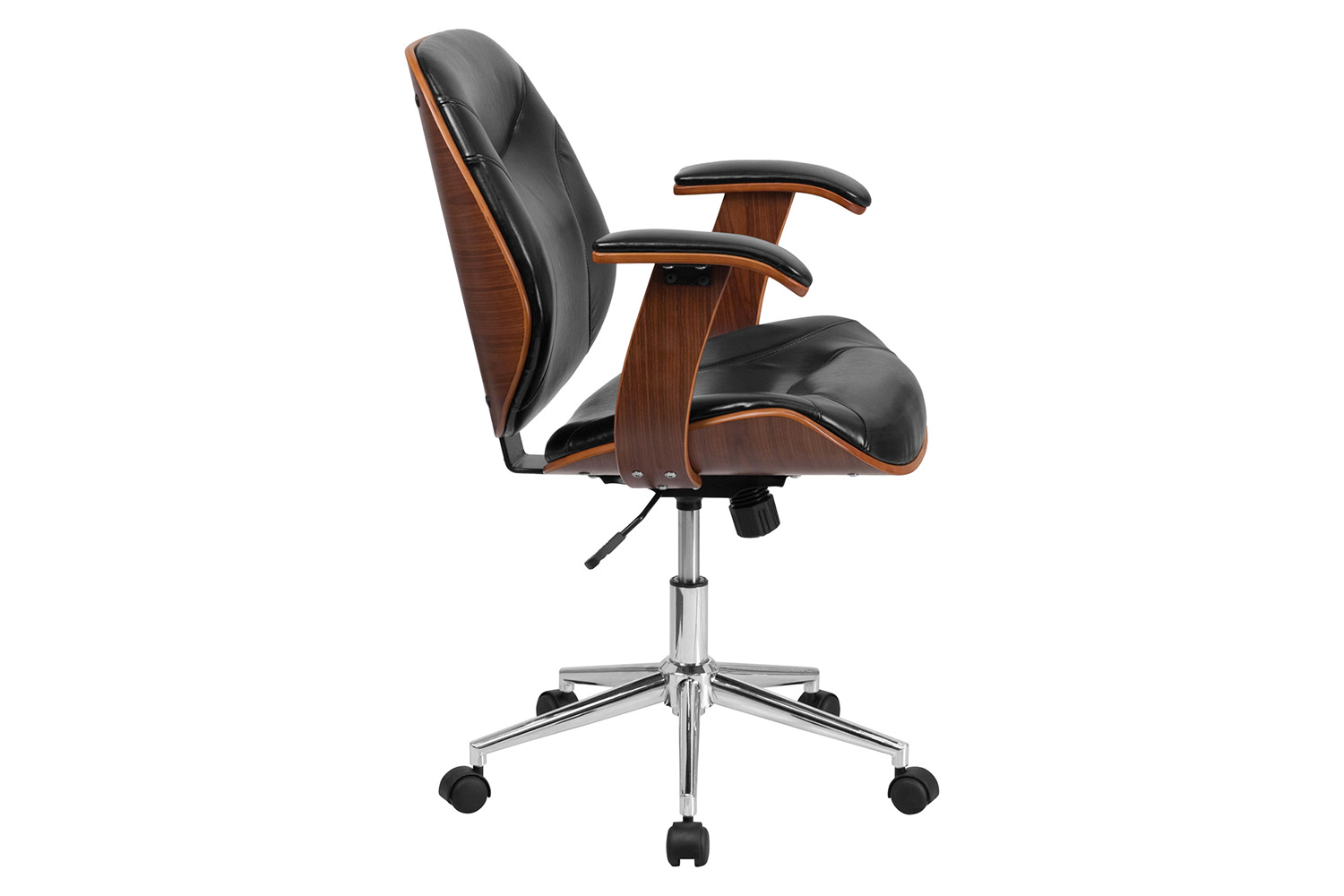 BLNK - Tansia LeatherSoft Mid-Back Executive Ergonomic Wood Swivel Office Chair with Arms