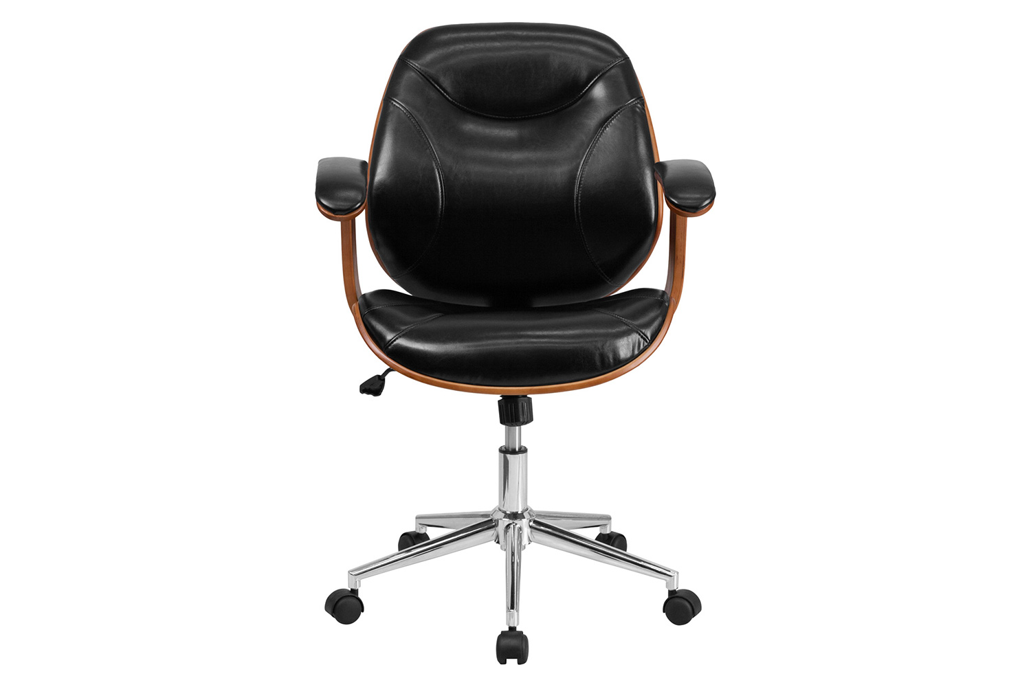 BLNK - Tansia LeatherSoft Mid-Back Executive Ergonomic Wood Swivel Office Chair with Arms