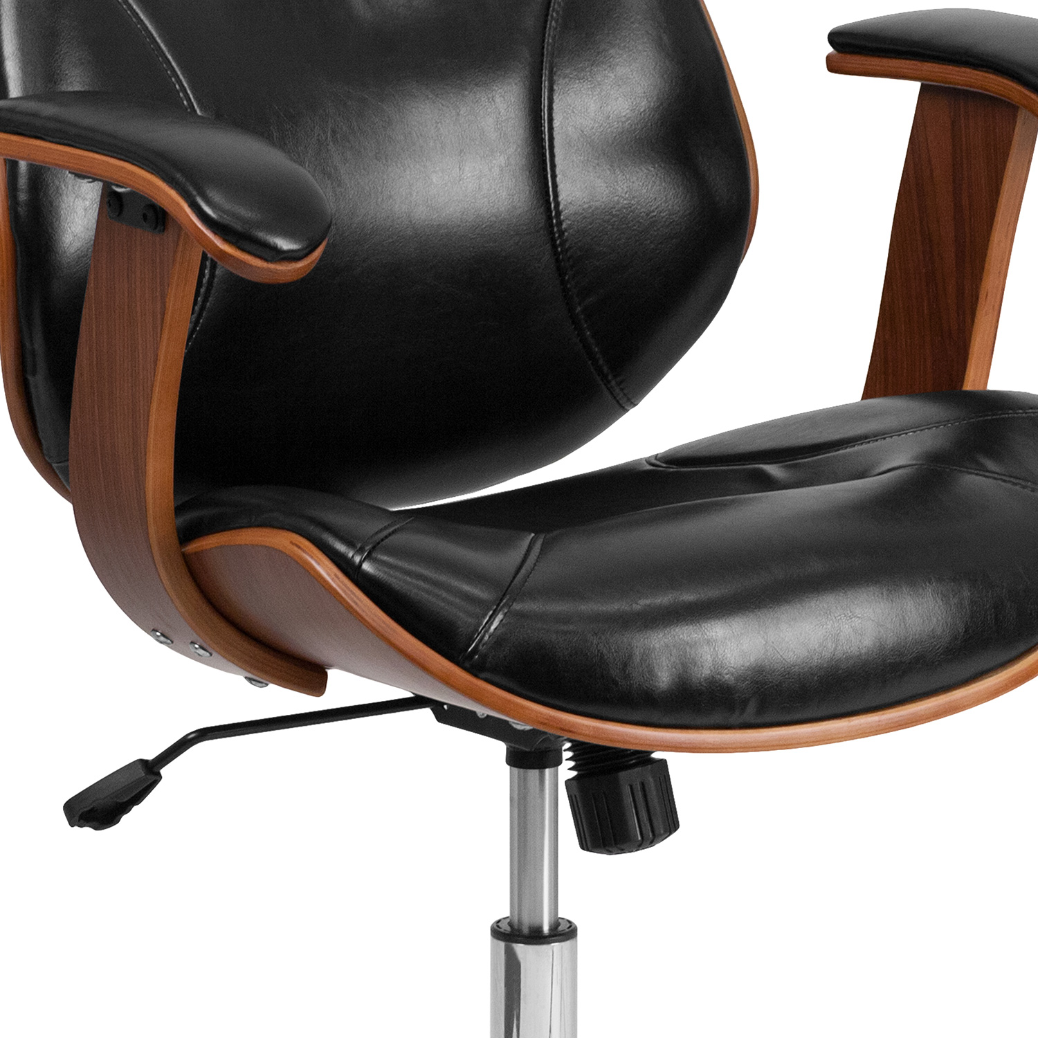 BLNK - Tansia LeatherSoft Mid-Back Executive Ergonomic Wood Swivel Office Chair with Arms