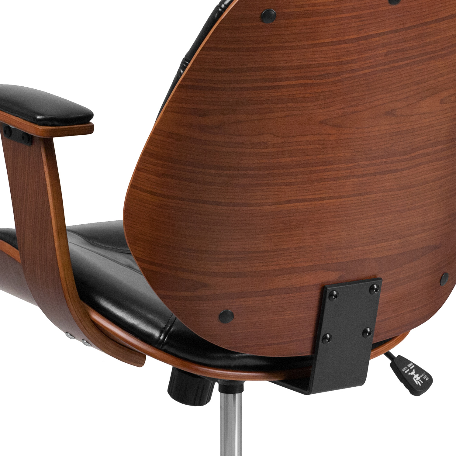 BLNK - Tansia LeatherSoft Mid-Back Executive Ergonomic Wood Swivel Office Chair with Arms