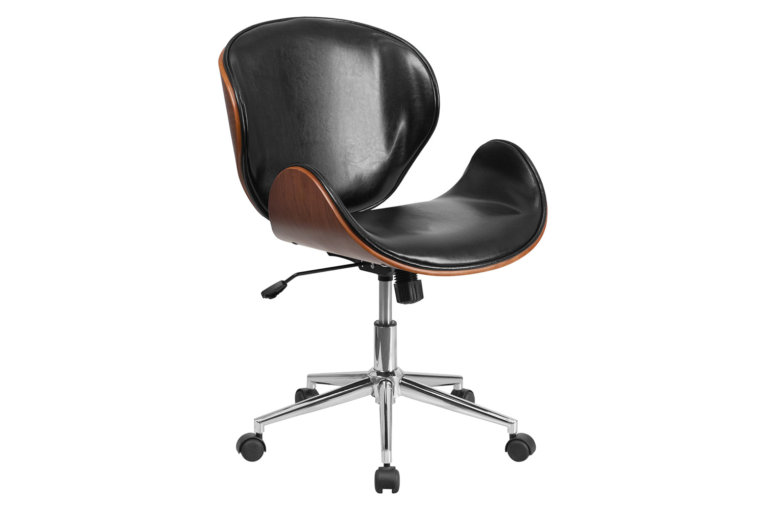 BLNK Tana LeatherSoft Mid-Back Walnut Wood Conference Office Chair