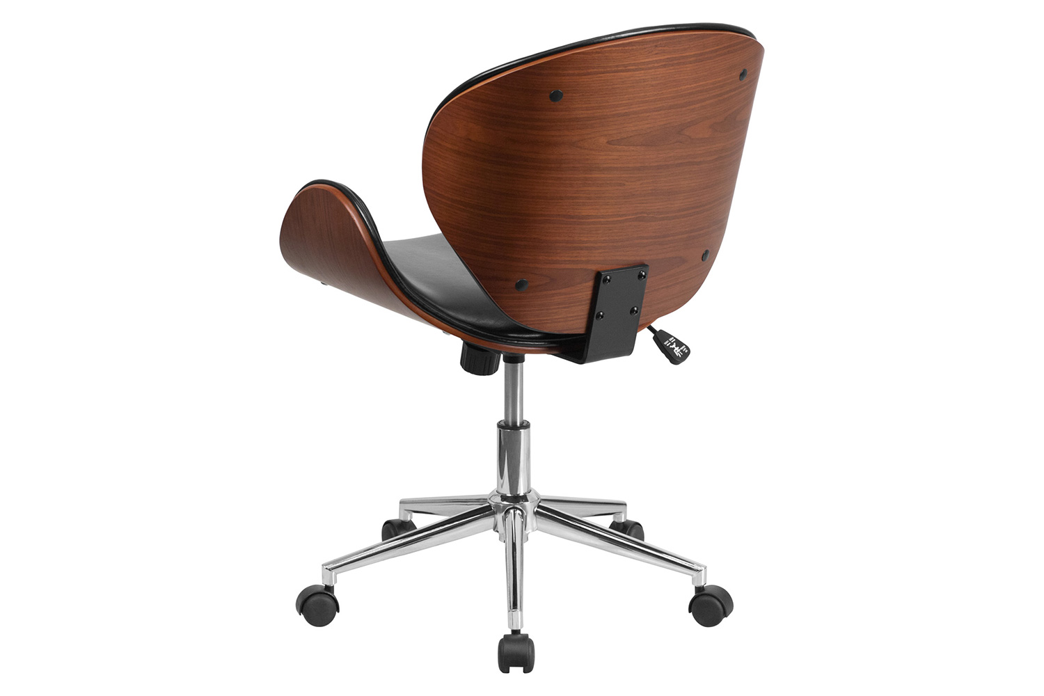 BLNK Tana LeatherSoft Mid-Back Walnut Wood Conference Office Chair - Black