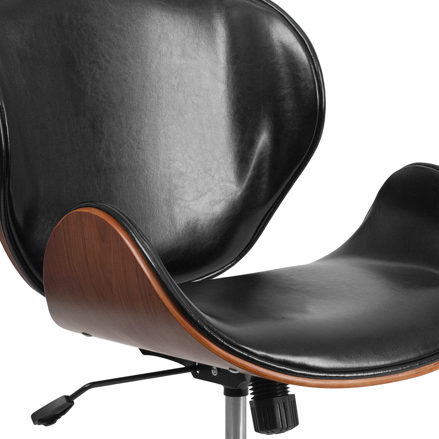 BLNK Tana LeatherSoft Mid-Back Walnut Wood Conference Office Chair - Black