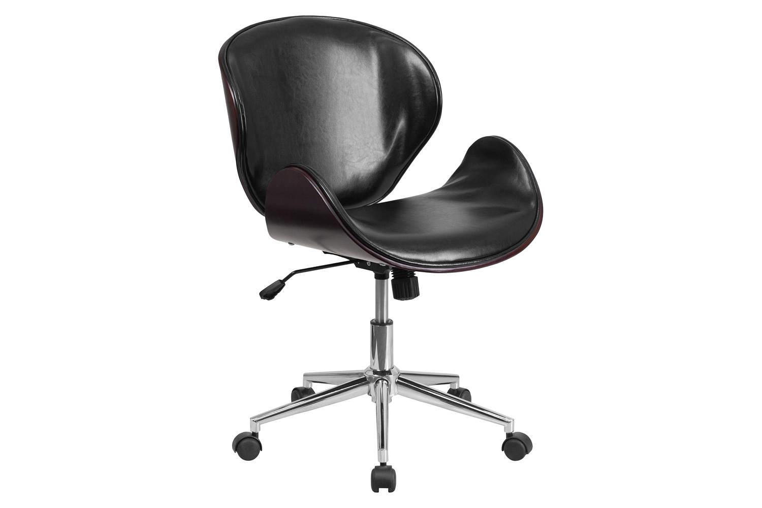 BLNK Tana LeatherSoft Mid-Back Mahogany Wood Conference Office Chair