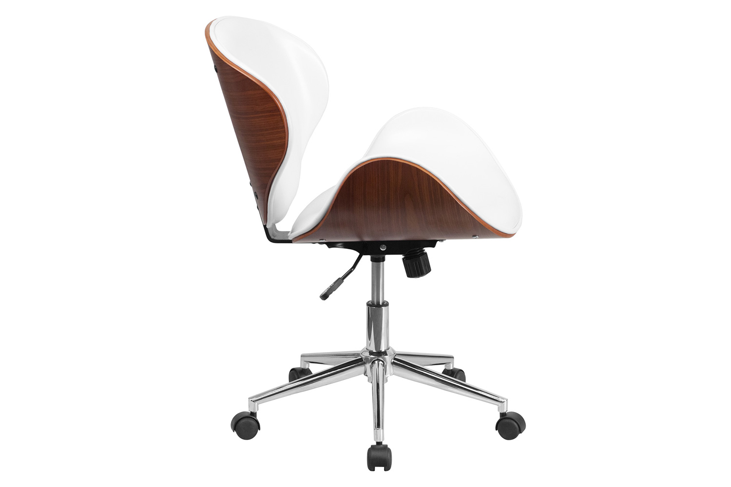 BLNK Tana LeatherSoft Mid-Back Walnut Wood Conference Office Chair - White