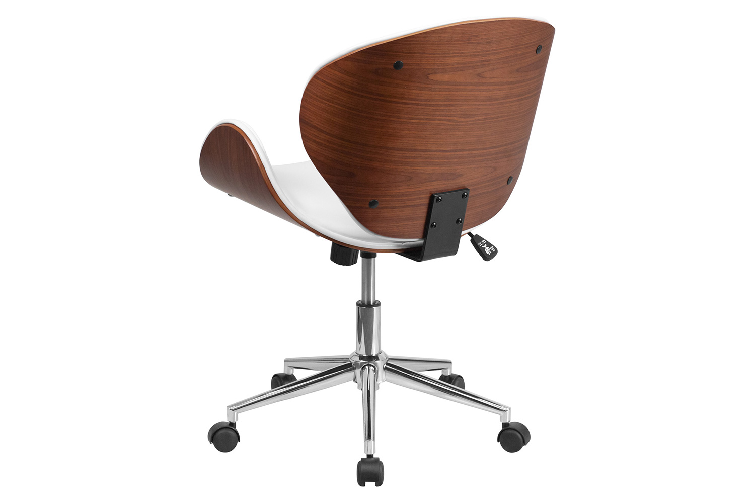 BLNK Tana LeatherSoft Mid-Back Walnut Wood Conference Office Chair - White