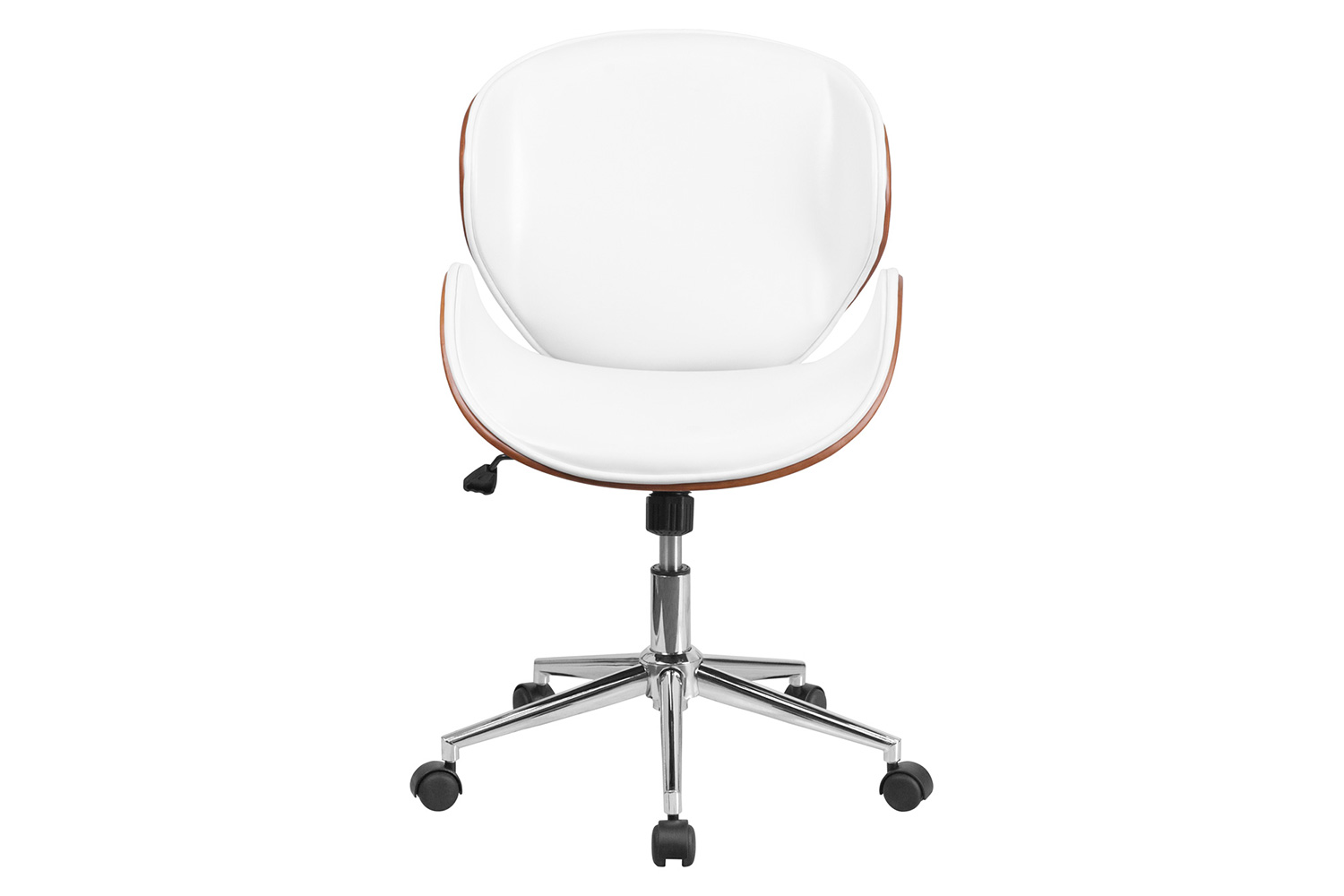 BLNK Tana LeatherSoft Mid-Back Walnut Wood Conference Office Chair - White