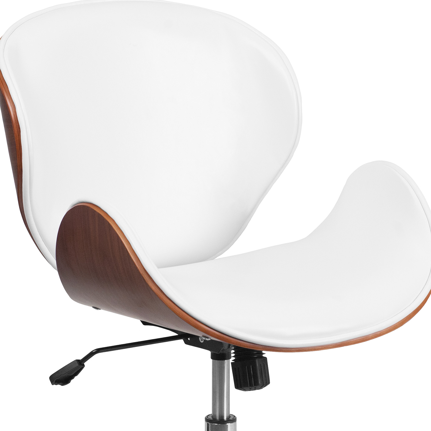 BLNK Tana LeatherSoft Mid-Back Walnut Wood Conference Office Chair - White