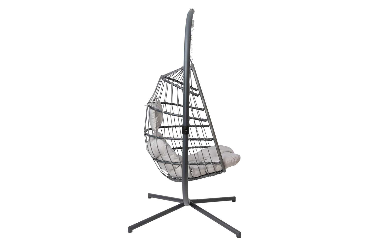 BLNK Cleo Patio Hanging Egg Chair, Wicker Hammock with Soft Seat Cushions and Swing Stand - Gray