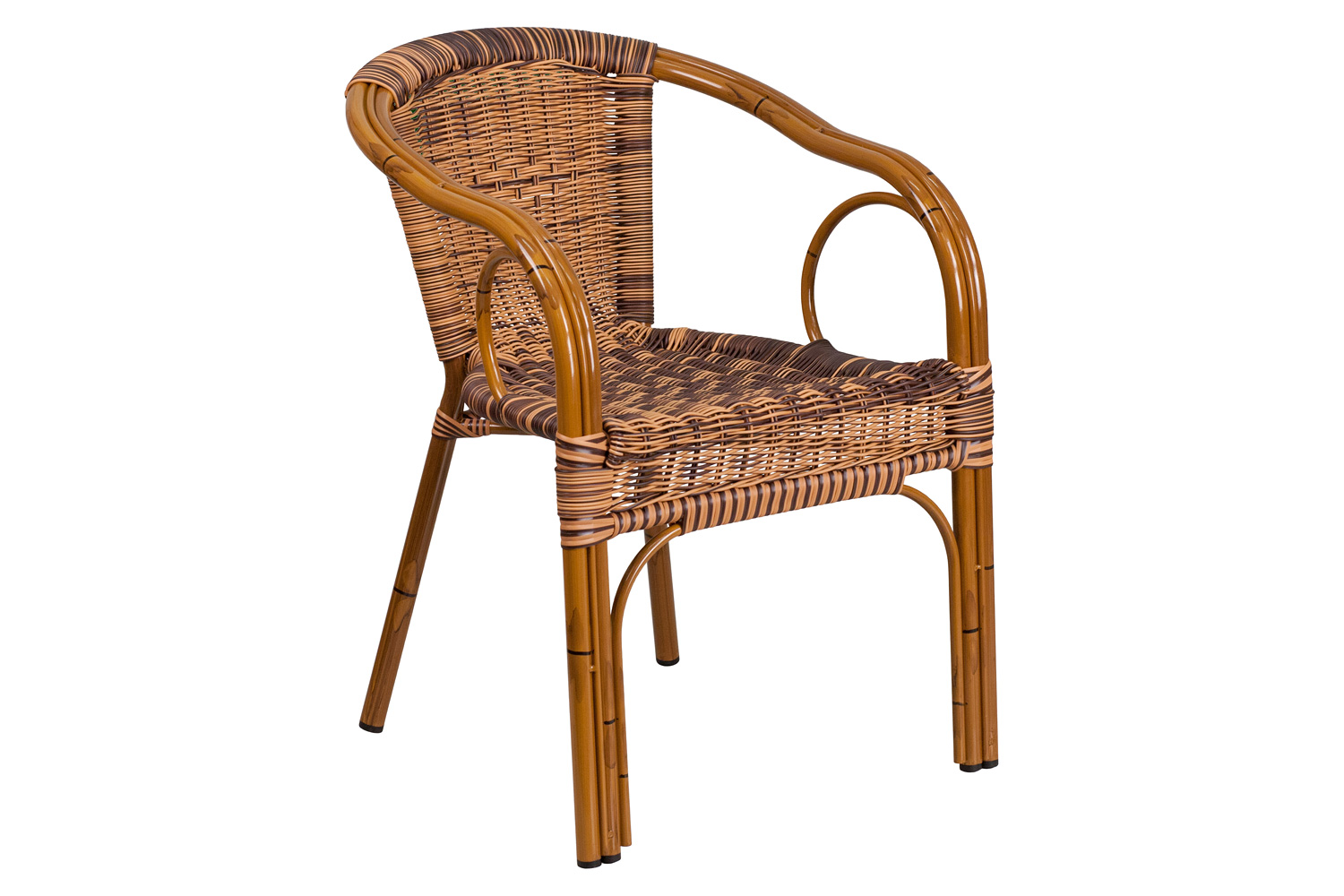 BLNK Cadiz Series Rattan Restaurant Patio Chair with Bamboo-Aluminum Frame